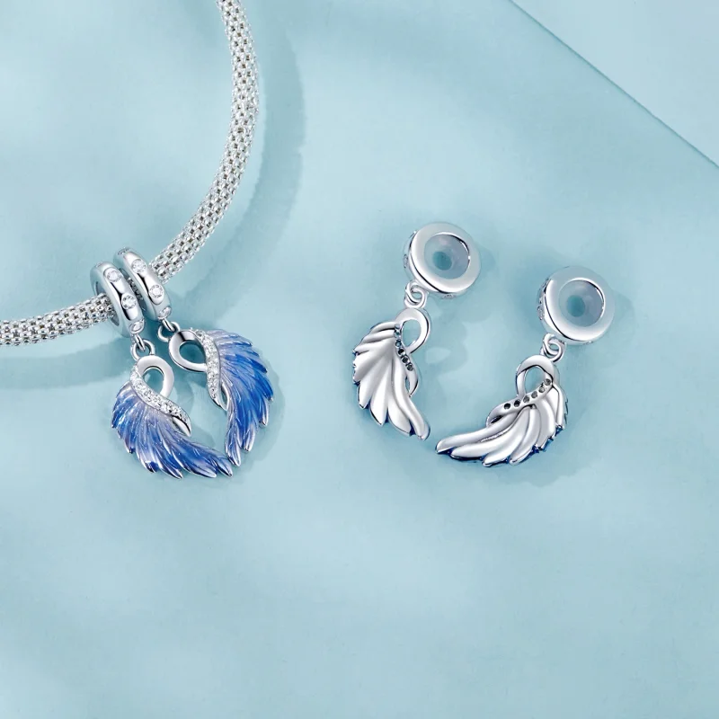 (obrázek pro) Dvojitý přívěsek ve stylu PANDORA Blue Wings - SCC2781 - Zobrazit 8