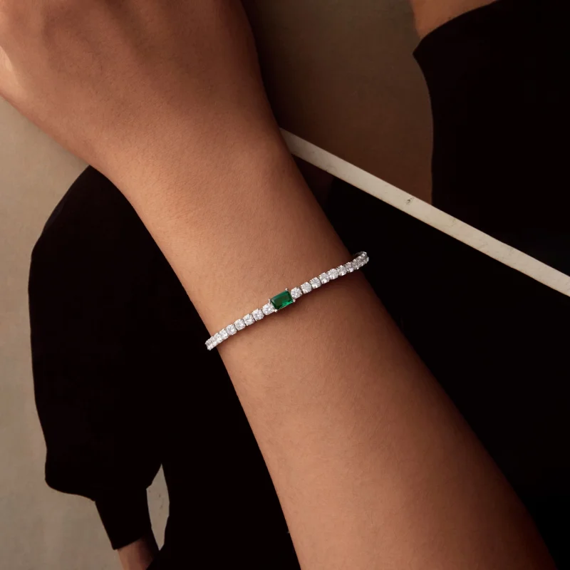 (obrázek pro) Elegantní smaragdový náramek ve stylu PANDORA - BSB179 - Zobrazit 4