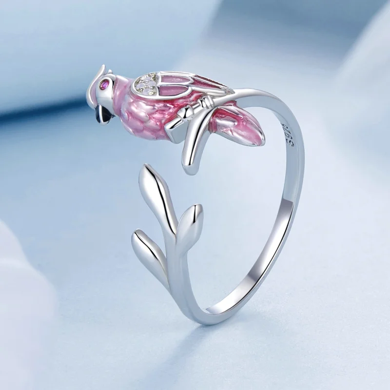 (obrázek pro) Otevřený kroužek PANDORA Style Pink Parrot - BSR551-E - Zobrazit 2