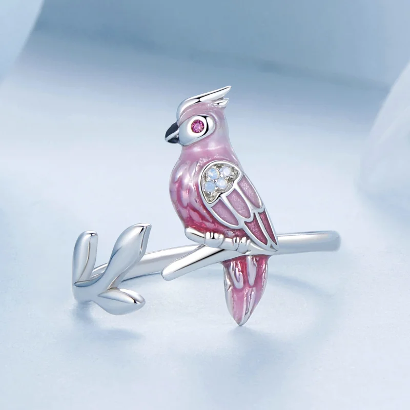 (obrázek pro) Otevřený kroužek PANDORA Style Pink Parrot - BSR551-E - Zobrazit 3