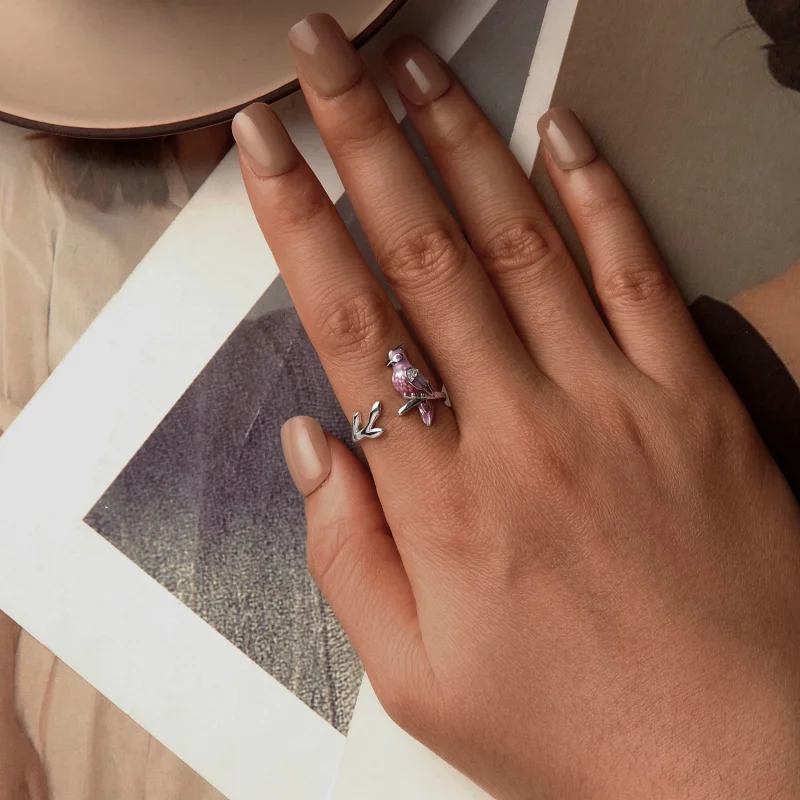 (obrázek pro) Otevřený kroužek PANDORA Style Pink Parrot - BSR551-E - Zobrazit 4