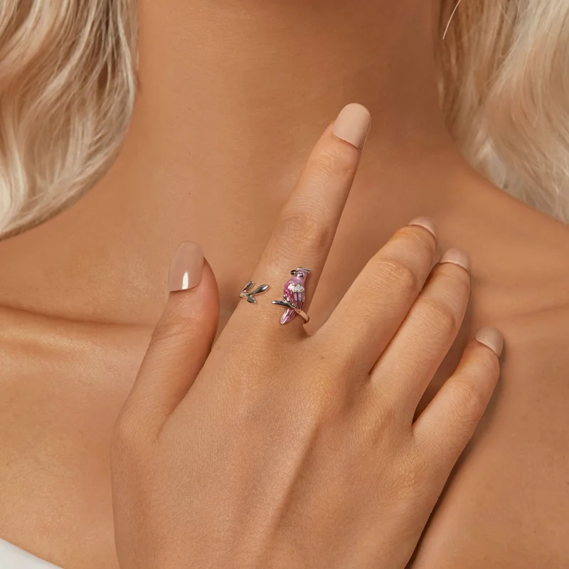 (obrázek pro) Otevřený kroužek PANDORA Style Pink Parrot - BSR551-E - Zobrazit 6