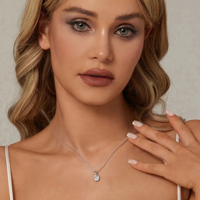 (obrázek pro) PANDORA Style Brilliant Beauty 1ct moissanite náhrdelník (s jedním certifikátem) - Zobrazit 6