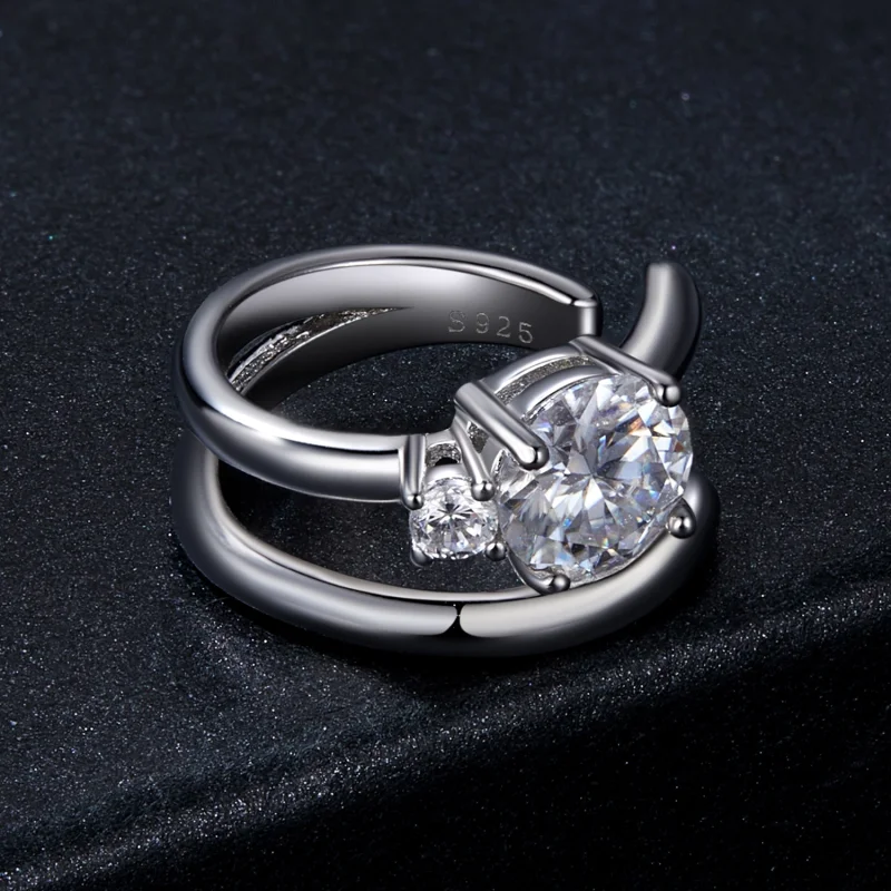 (obrázek pro) PANDORA Style Double Moissanite Ear Cuff (s jedním certifikátem) - MSE058 - Zobrazit 3