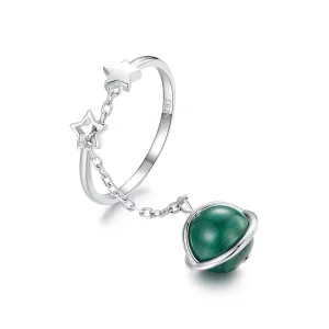 (obrázek pro) PANDORA Style Přírodní malachitový otevřený kroužek - SCR1034-E