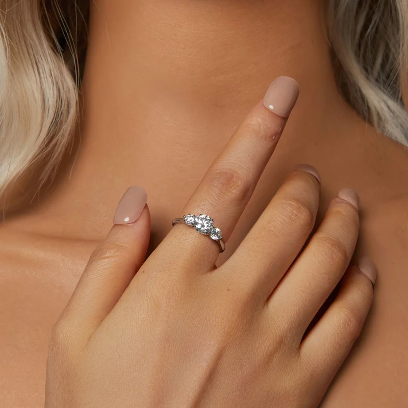 (obrázek pro) PANDORA Style Romantic 1ct Moissanite prsten (s jedním certifikátem) - MSR051-E - Zobrazit 5