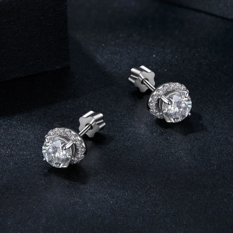 (obrázek pro) PANDORA Style Starry Moissanite náušnice 0,5ct (dva certifikáty) - MSE054 - Zobrazit 3