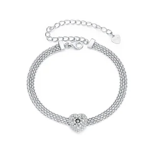 (obrázek pro) Pletený náramek PANDORA Style Heart Moissanite (s jedním certifikátem) - MSB019