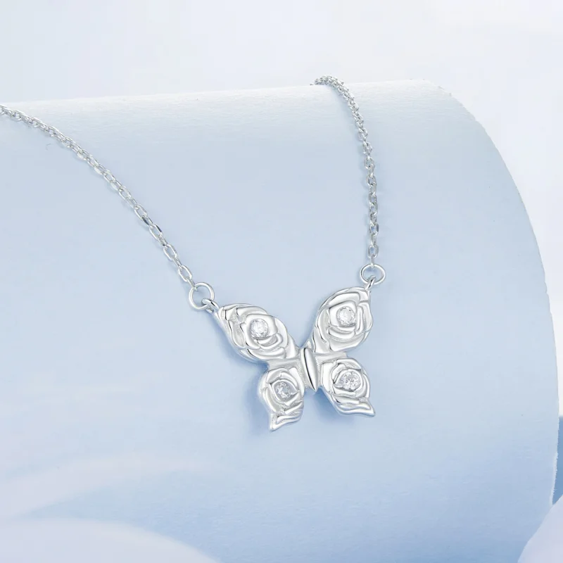(obrázek pro) Náhrdelník Rose Butterfly ve stylu PANDORA - BSN396 - Zobrazit 2
