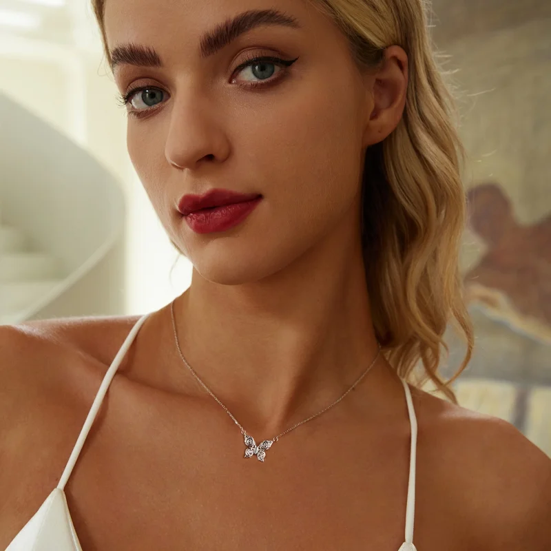 (obrázek pro) Náhrdelník Rose Butterfly ve stylu PANDORA - BSN396 - Zobrazit 6