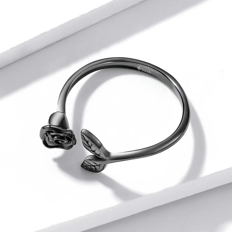 (obrázek pro) Otevřený prsten ve stylu PANDORA Black Rose - BSR239 - Zobrazit 4