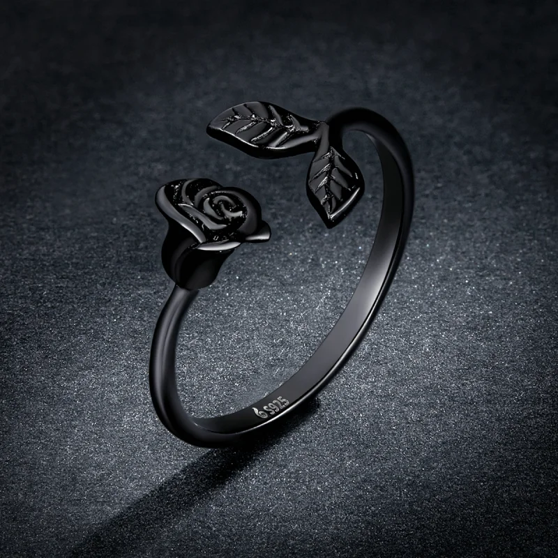 (obrázek pro) Otevřený prsten ve stylu PANDORA Black Rose - BSR239 - Zobrazit 5
