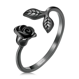 (obrázek pro) Otevřený prsten ve stylu PANDORA Black Rose - BSR239