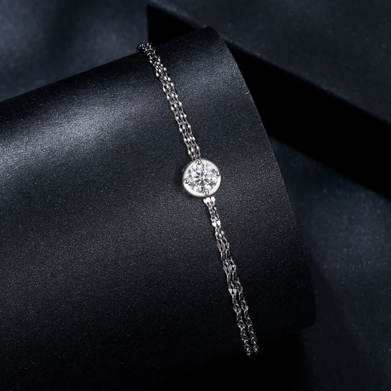 (obrázek pro) PANDORA Style 0,5ct Moissanite dvojitý náramek (s jedním certifikátem) - MSB020 - Zobrazit 2