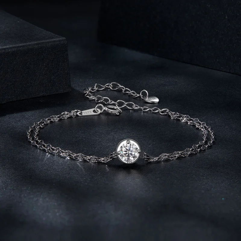(obrázek pro) PANDORA Style 0,5ct Moissanite dvojitý náramek (s jedním certifikátem) - MSB020 - Zobrazit 3