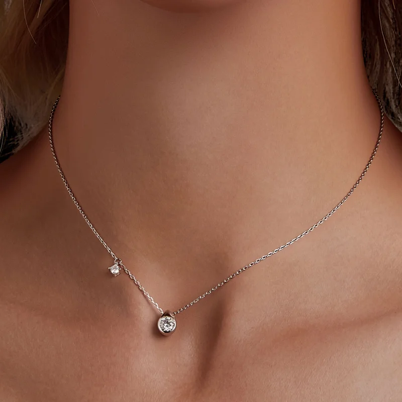 (obrázek pro) PANDORA Style 0,5ct moissanitový kapkový náhrdelník (s jedním certifikátem) - MS - Zobrazit 5