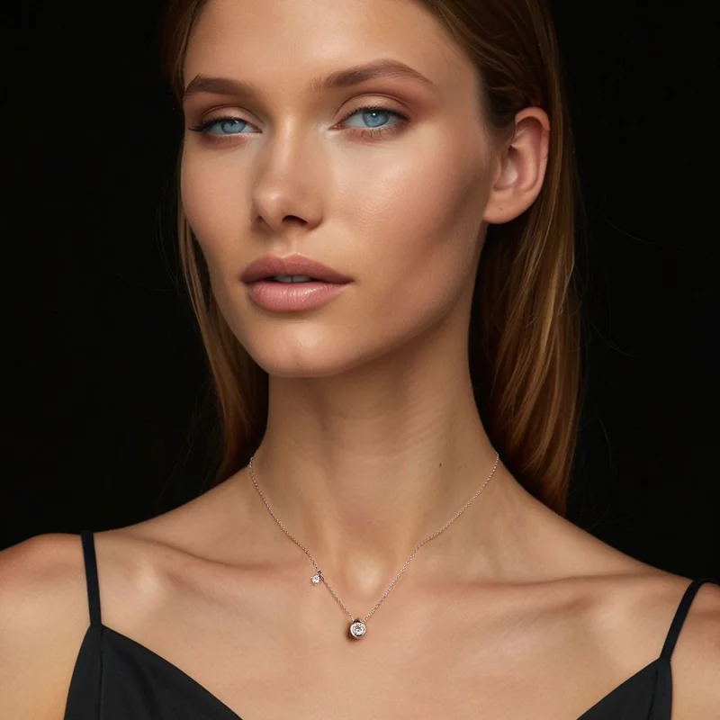 (obrázek pro) PANDORA Style 0,5ct moissanitový kapkový náhrdelník (s jedním certifikátem) - MS - Zobrazit 7