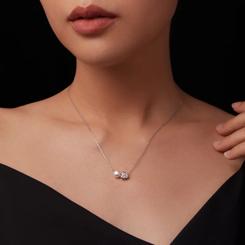 (obrázek pro) PANDORA Style Moissanite Rose náhrdelník (s jedním certifikátem) - MSN040 - Zobrazit 7