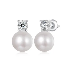 (obrázek pro) PANDORA Style Přírodní perlové náušnice 0,5ct moissanit - MSE042-L