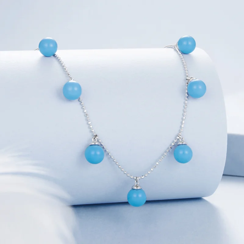 (obrázek pro) Tyrkysový náhrdelník na klíční kost PANDORA Style Blue - BSN405 - Zobrazit 2