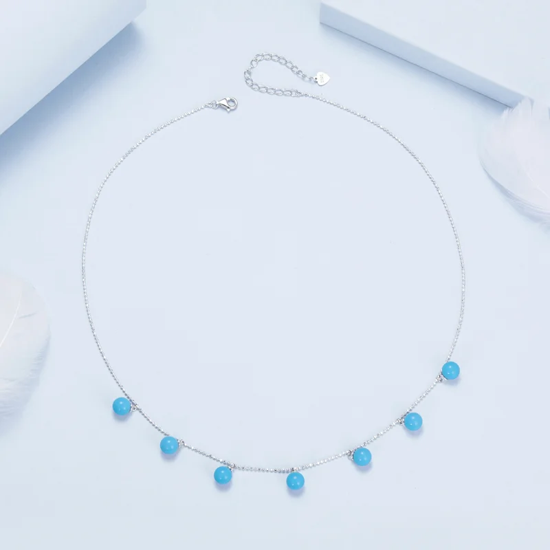 (obrázek pro) Tyrkysový náhrdelník na klíční kost PANDORA Style Blue - BSN405 - Zobrazit 5