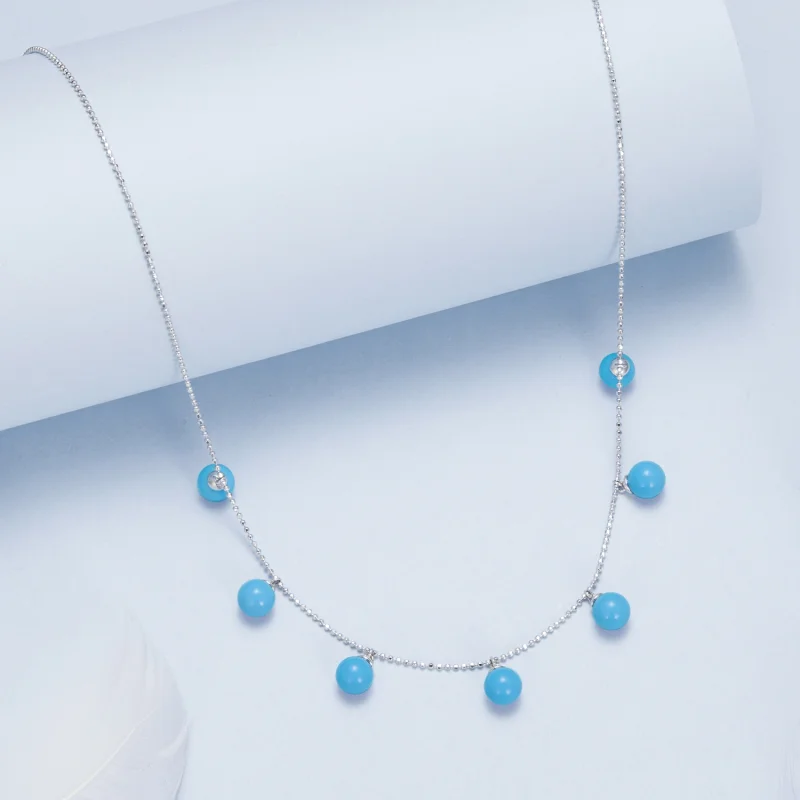 (obrázek pro) Tyrkysový náhrdelník na klíční kost PANDORA Style Blue - BSN405 - Zobrazit 6
