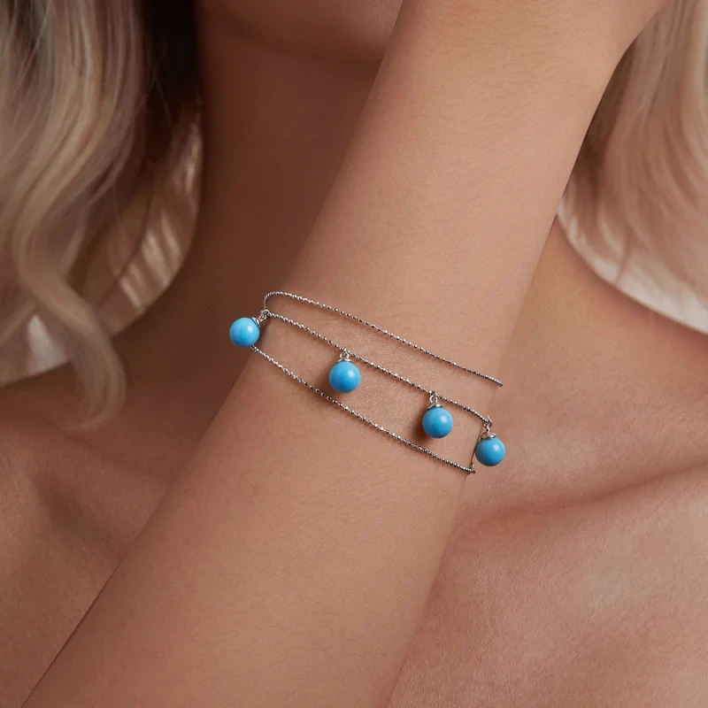 (obrázek pro) Tyrkysový náhrdelník na klíční kost PANDORA Style Blue - BSN405 - Zobrazit 8