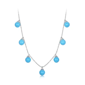(obrázek pro) Tyrkysový náhrdelník na klíční kost PANDORA Style Blue - BSN405