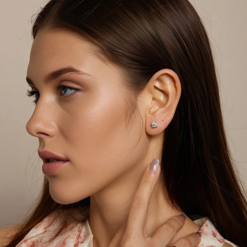 (obrázek pro) Moissanitové náušnice ve stylu PANDORA 0,5ct - MSE038-M - Zobrazit 8
