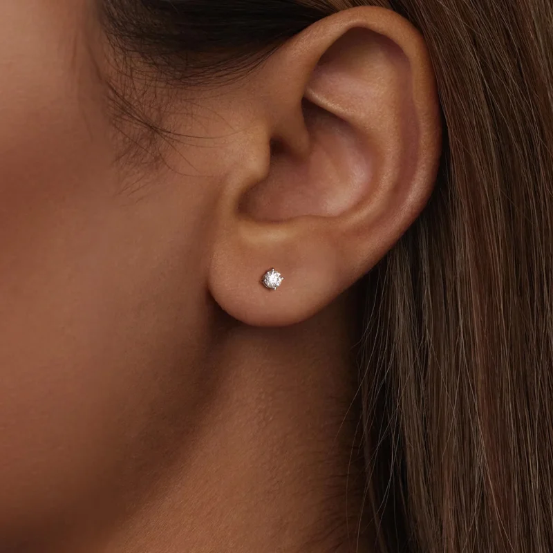 (obrázek pro) Pandora styl 0,1 karátové Moissanite špendlíky na uši (Dva certifikáty) - MSE038 - Zobrazit 2