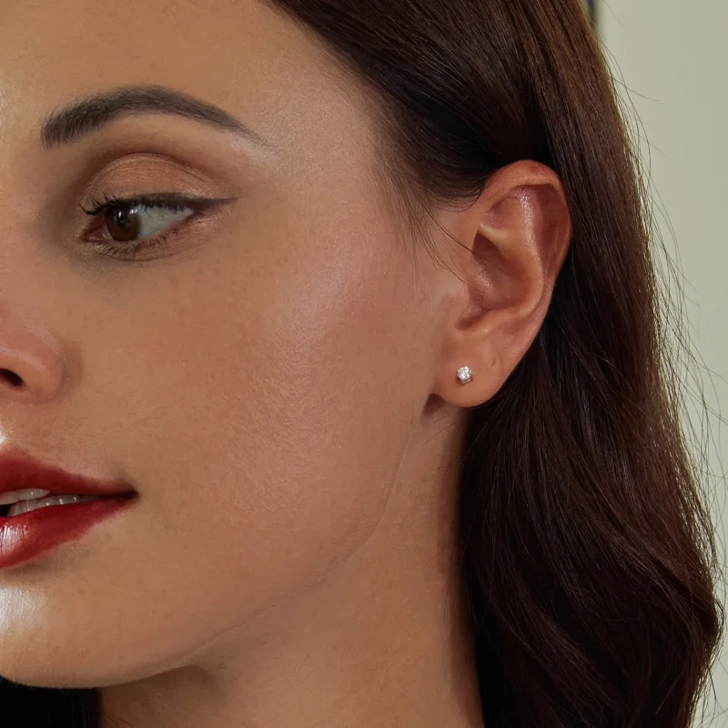 (obrázek pro) Pandora styl 0,1 karátové Moissanite špendlíky na uši (Dva certifikáty) - MSE038 - Zobrazit 3
