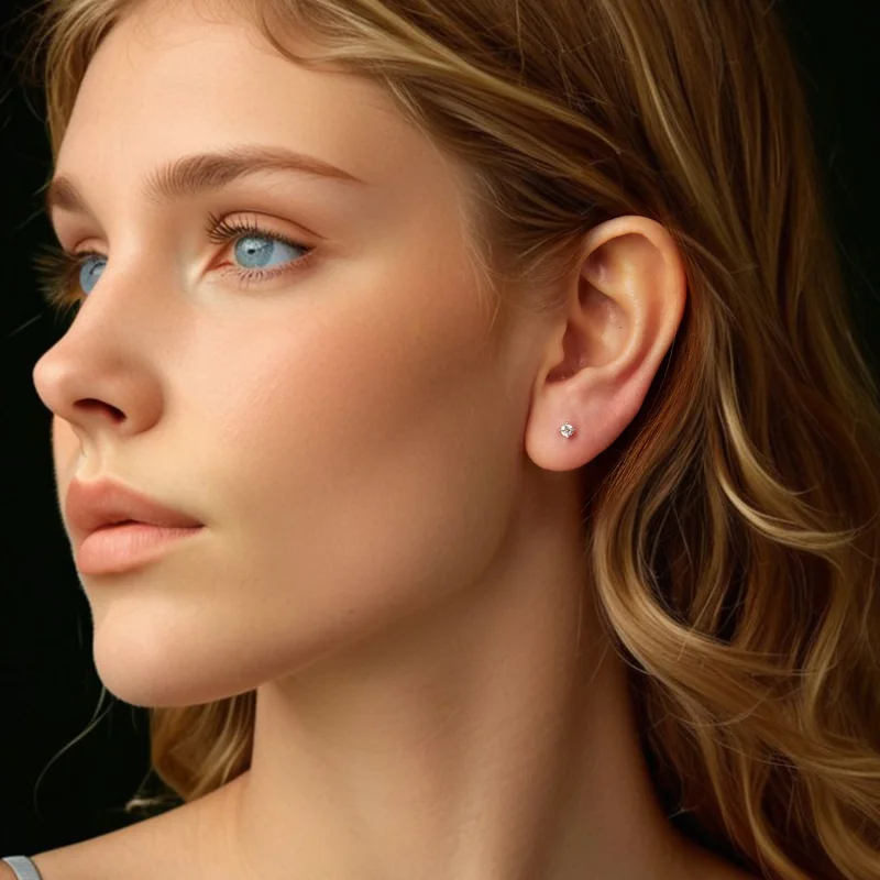 (obrázek pro) Pandora styl 0,1 karátové Moissanite špendlíky na uši (Dva certifikáty) - MSE038 - Zobrazit 6