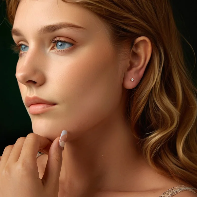 (obrázek pro) Pandora styl 0,1 karátové Moissanite špendlíky na uši (Dva certifikáty) - MSE038 - Zobrazit 7