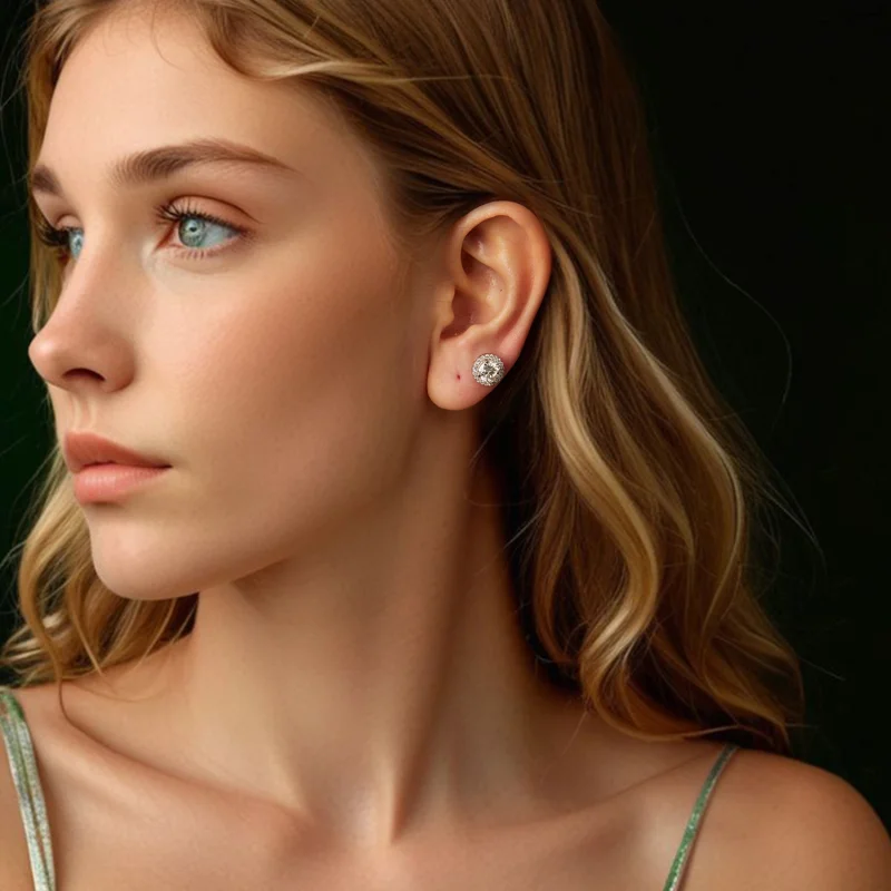 (obrázek pro) Pandora styl 1 karátové Moissanite náušnice (dva certifikáty) - MSE039 - Zobrazit 2
