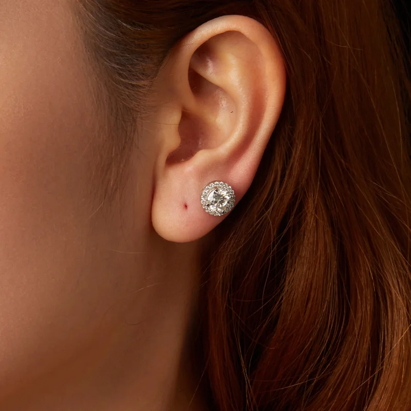 (obrázek pro) Pandora styl 1 karátové Moissanite náušnice (dva certifikáty) - MSE039 - Zobrazit 4