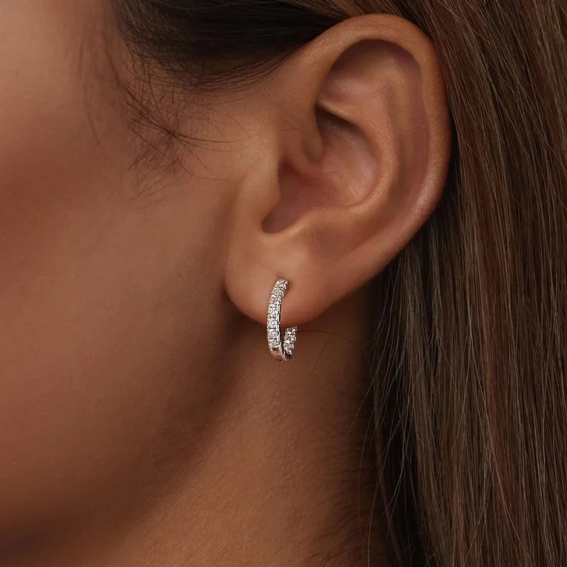 (obrázek pro) PANDORA Style Moissanite třpytivé náušnice (s jedním certifikátem) - MSE060 - Zobrazit 9