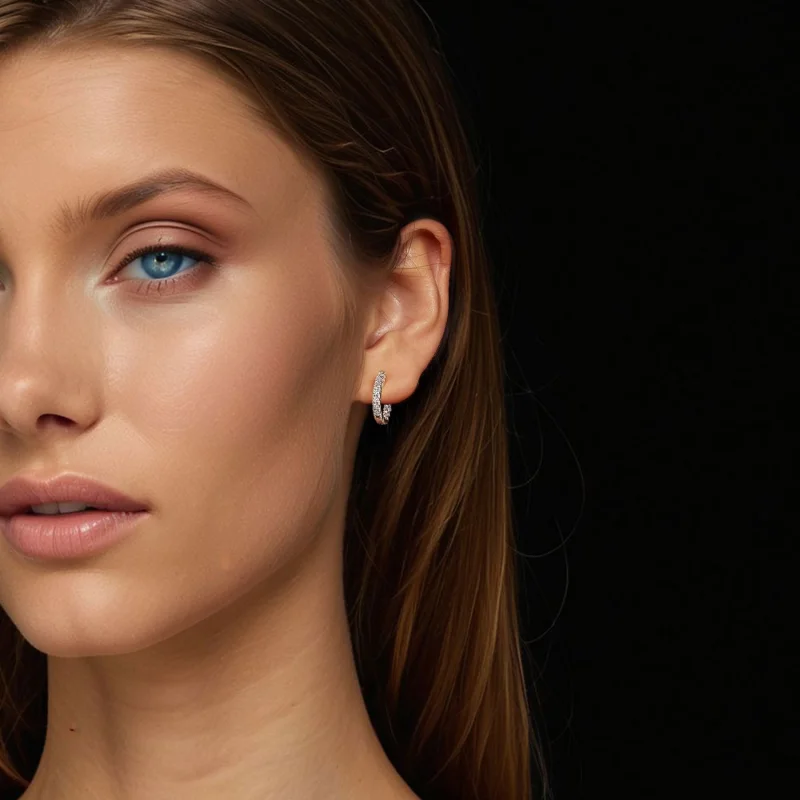 (obrázek pro) PANDORA Style Moissanite třpytivé náušnice (s jedním certifikátem) - MSE060 - Zobrazit 10