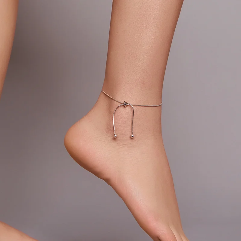 (obrázek pro) Pandora styl stříbrný elegantní náramek na nohu - SCT016 - Zobrazit 2