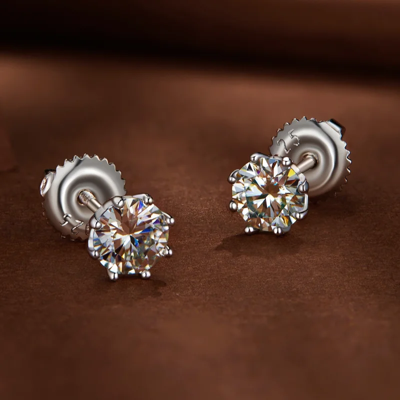 (obrázek pro) Pandora styl 0,5 karátové Moissanite kruhové náušnice - MSE019-S - Zobrazit 2