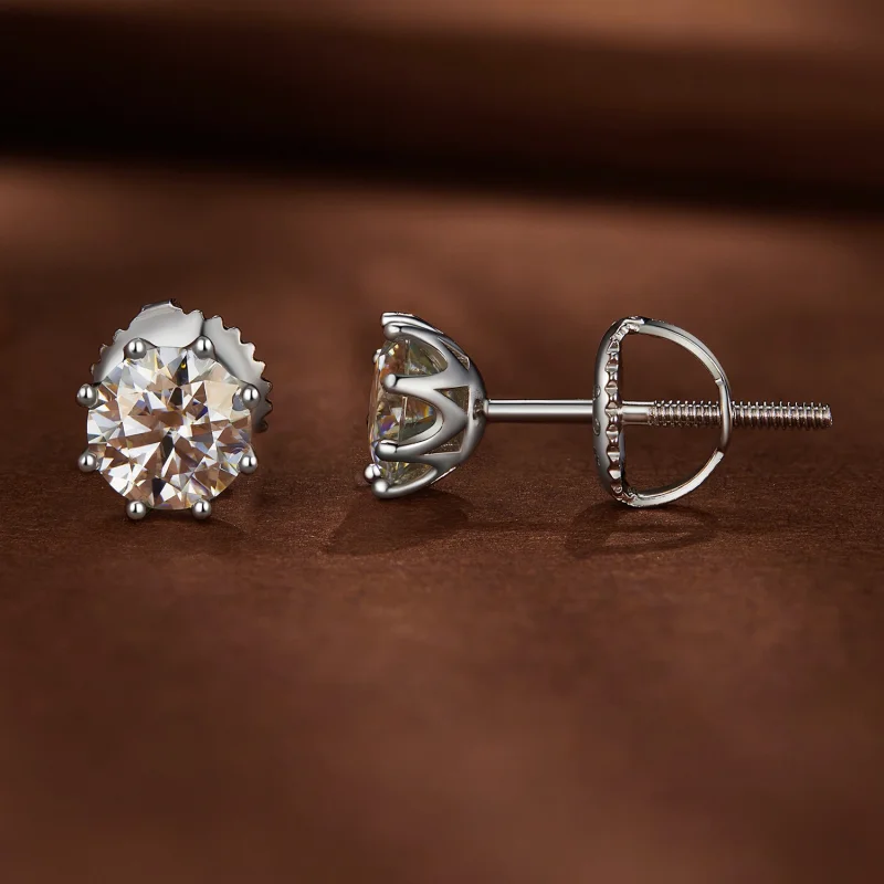 (obrázek pro) Pandora styl 0,5 karátové Moissanite kruhové náušnice - MSE019-S - Zobrazit 3