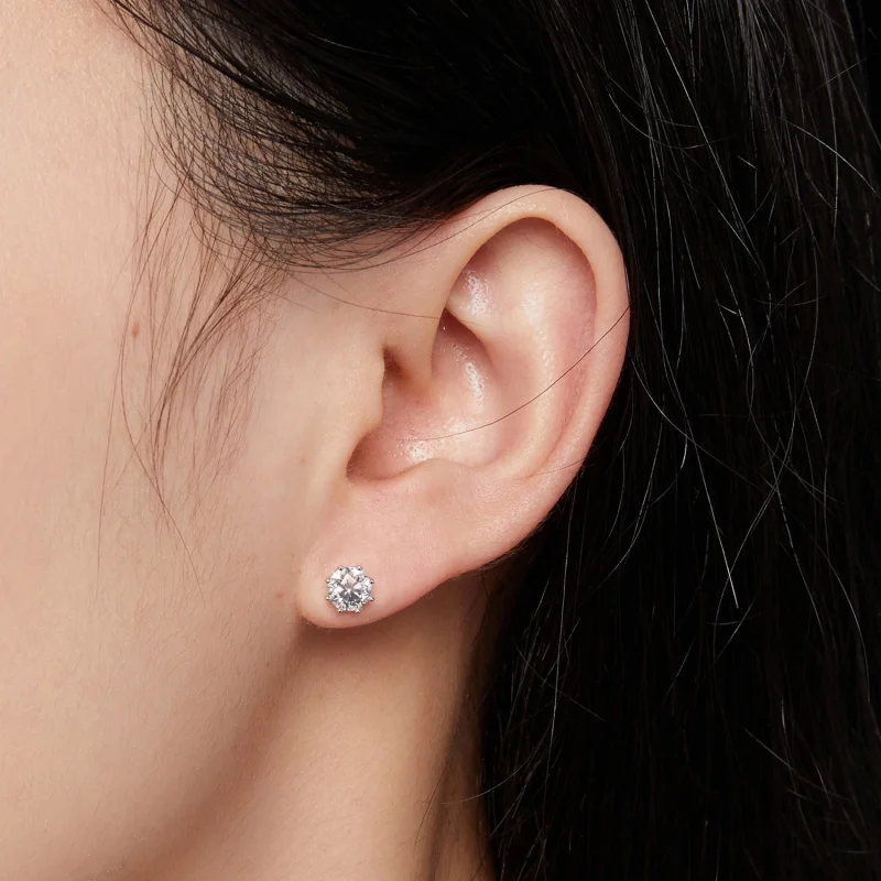 (obrázek pro) Pandora styl 0,5 karátové Moissanite kruhové náušnice - MSE019-S - Zobrazit 4