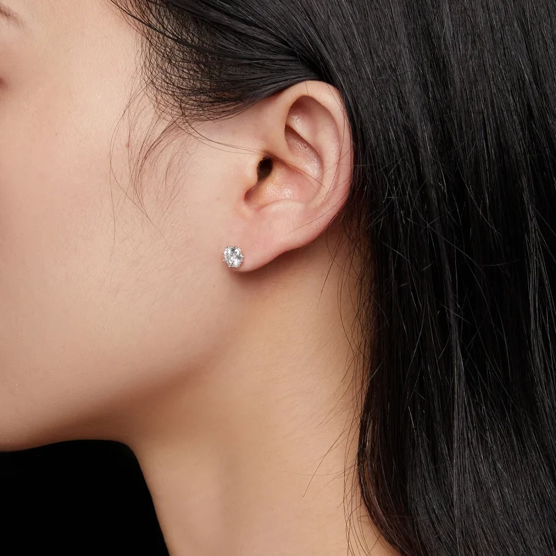 (obrázek pro) Pandora styl 0,5 karátové Moissanite kruhové náušnice - MSE019-S - Zobrazit 5