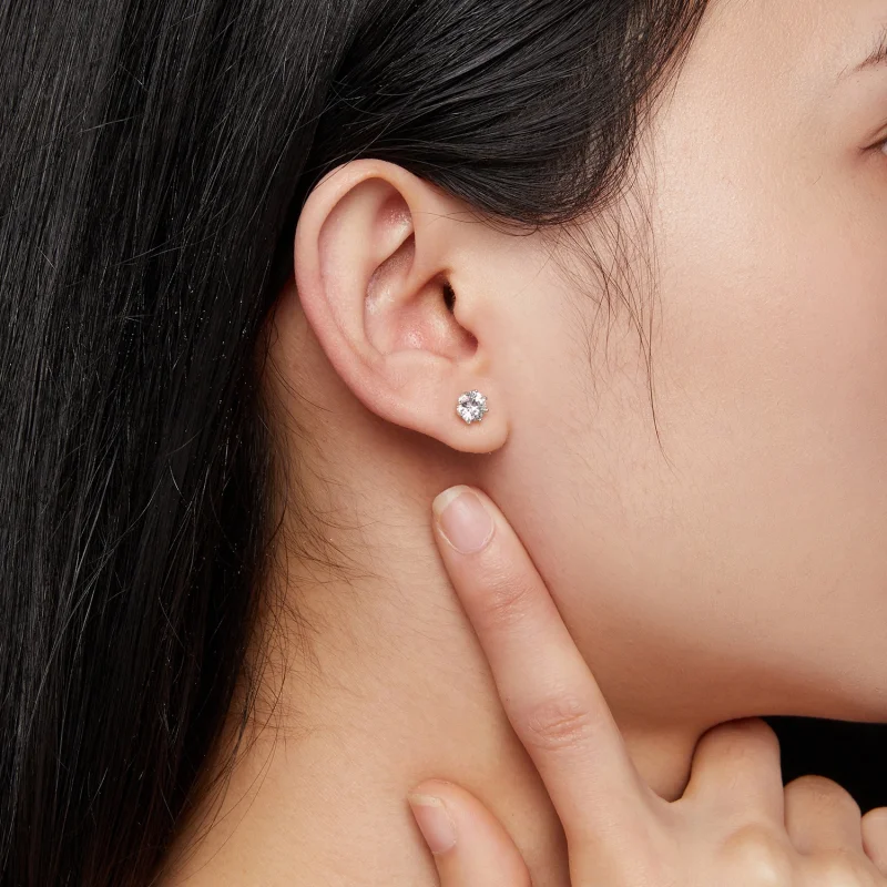 (obrázek pro) Pandora styl 0,5 karátové Moissanite kruhové náušnice - MSE019-S - Zobrazit 6