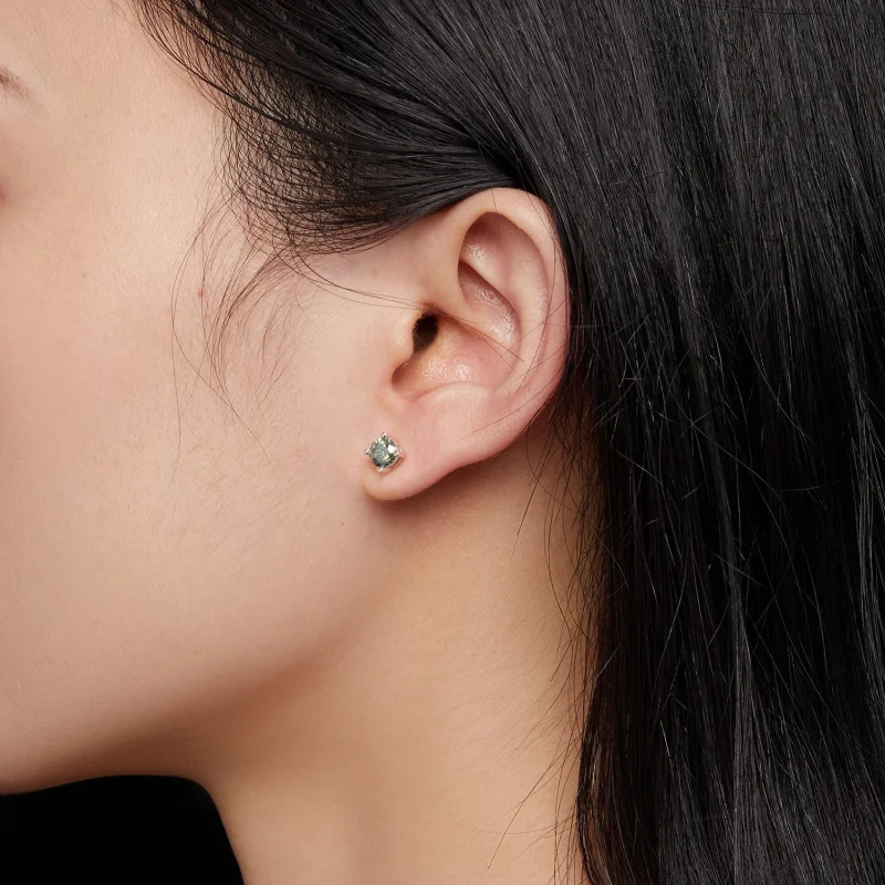 (obrázek pro) Pandora styl 0,5 karátové náušnice s čtyřmi drážkami a moissainitovými kameny - - Zobrazit 5