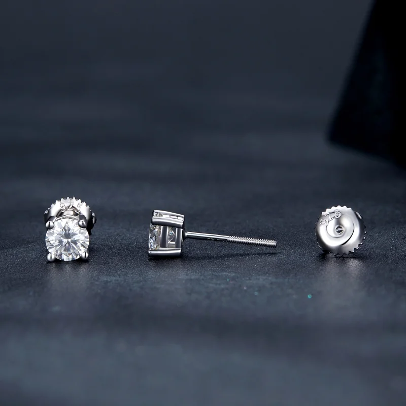(obrázek pro) Pandora styl 0,5 karátové náušnice s čtyřmi drápy Moissanite - MSE003-S - Zobrazit 3