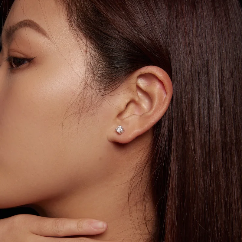 (obrázek pro) Pandora styl 0,5 karátové náušnice s čtyřmi drápy Moissanite - MSE003-S - Zobrazit 7