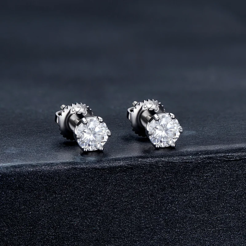(obrázek pro) Pandora styl 0,5 karátu Moissanite náušnice se čtyřmi drážkami - MSE004-S - Zobrazit 2