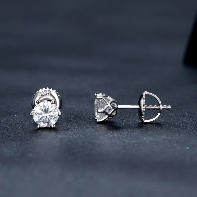 (obrázek pro) Pandora styl 0,5 karátu Moissanite náušnice se čtyřmi drážkami - MSE004-S - Zobrazit 3