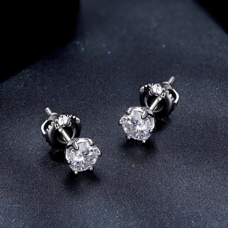 (obrázek pro) Pandora styl 0,5 karátu Moissanite náušnice se čtyřmi drážkami - MSE004-S - Zobrazit 4