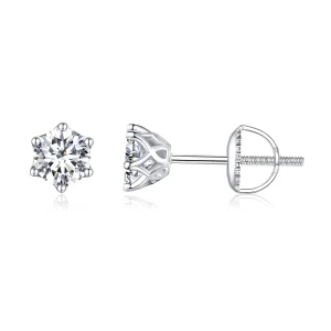 (obrázek pro) Pandora styl 0,5 karátu Moissanite náušnice se čtyřmi drážkami - MSE004-S